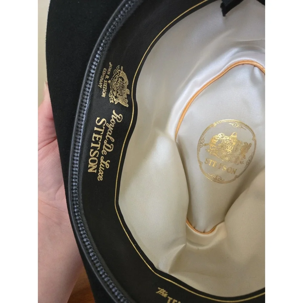 Vintage Stetson Royal Deluxe Fedora The Temple 7 1/2 Black Fur Felt Hat